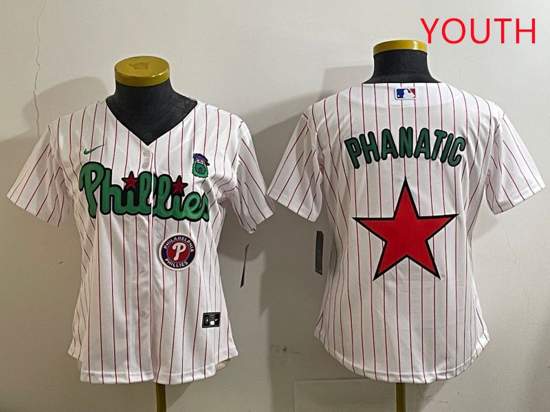 Youth Philadelphia Phillies Blank White Stripe Second generation joint name 2025 Nike MLB Jersey style 13->youth mlb jersey->Youth Jersey